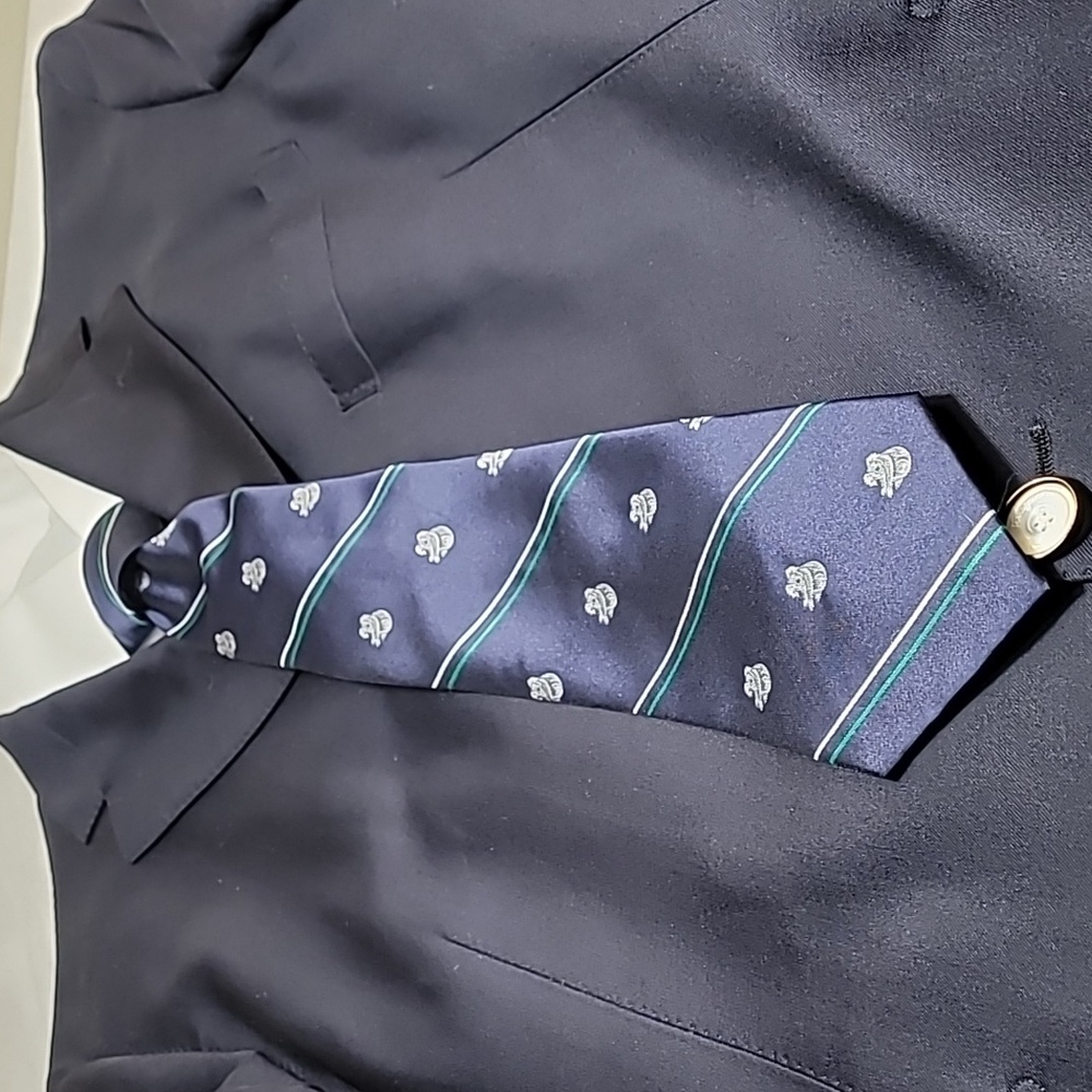 Austico navy with green and silver striped koala bear tie made in Australia